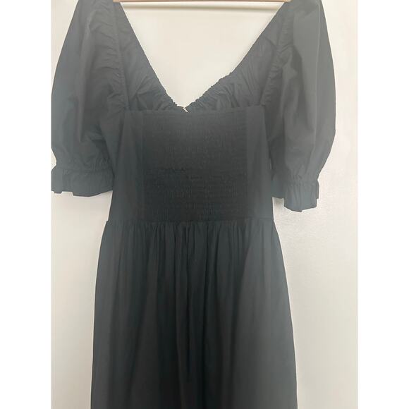 NWT Quince Black Organic Cotton Puff Sleeve Midi dress size XL - Picture 5 of 7